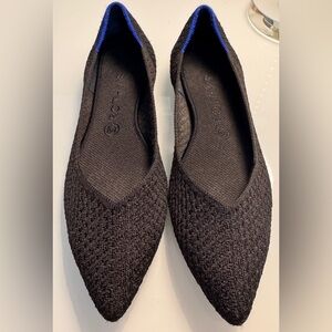 Rothy's Black Flats with Pointed Toe and Woven Design